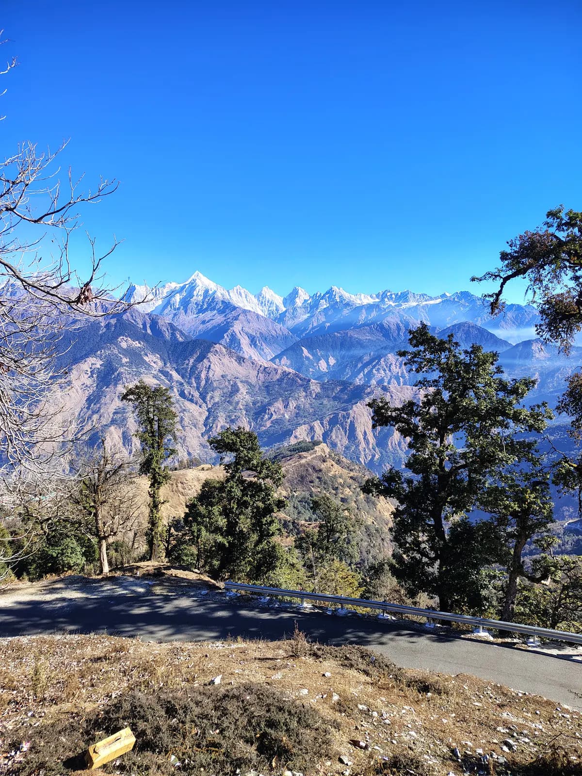 Panchachuli range above the mountain road near Munsyari